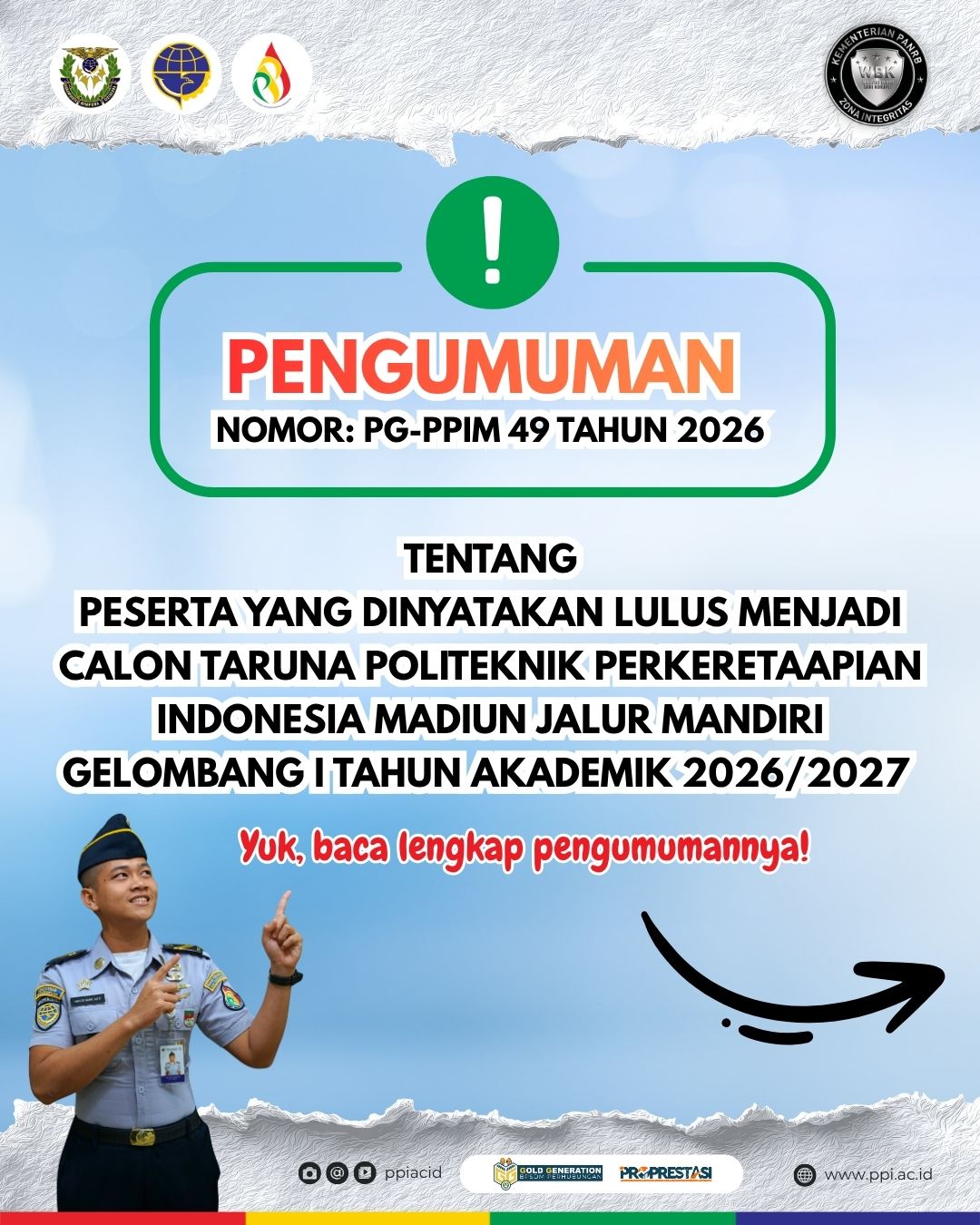 PENGUMUMAN KELULUSAN SIPENCATAR MANDIRI GELOMBANG I T. 2026-2027