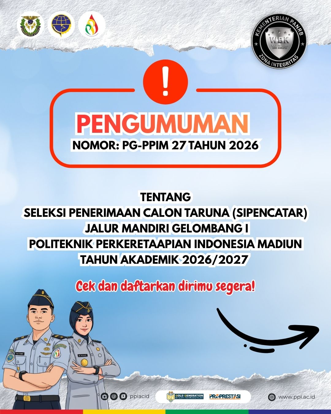 PENDAFTARAN SIPENCATAR MANDIRI GELOMBANG I TAHUN 2026 TELAH DIBUKA! 🚂
